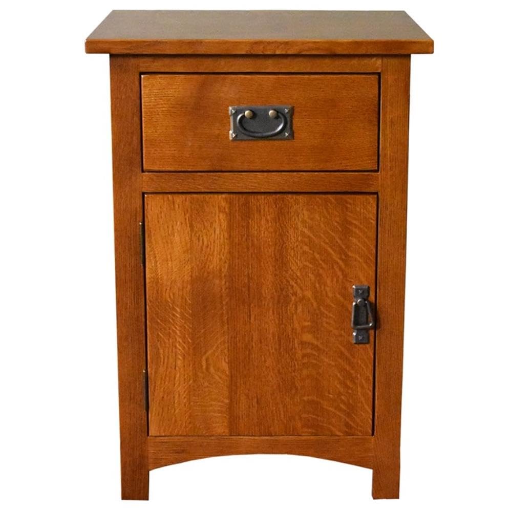 Solid Wood Nightstand with 1 Door and Drawer R8843