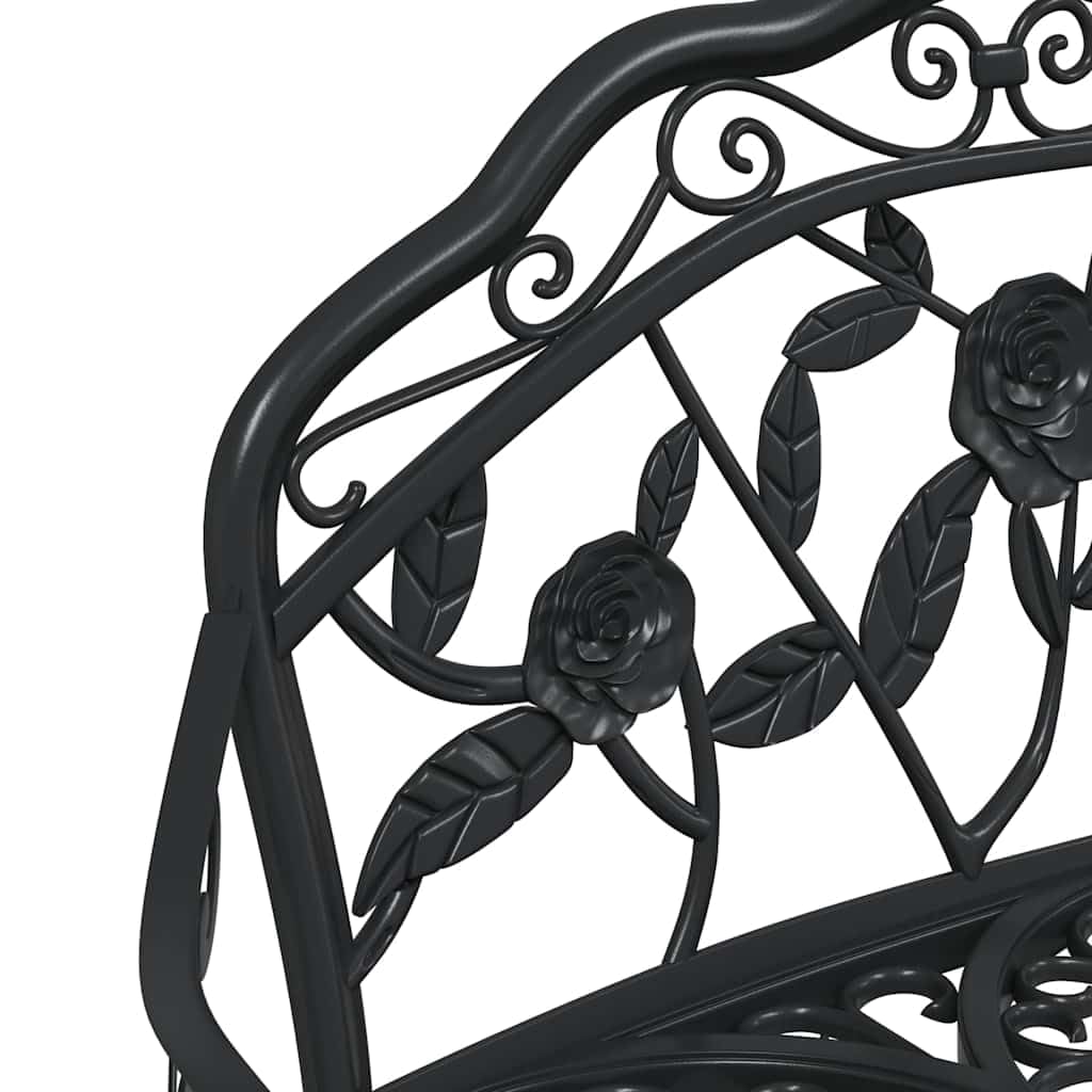 Cast Aluminum Black Patio Bench with Backrest M10575