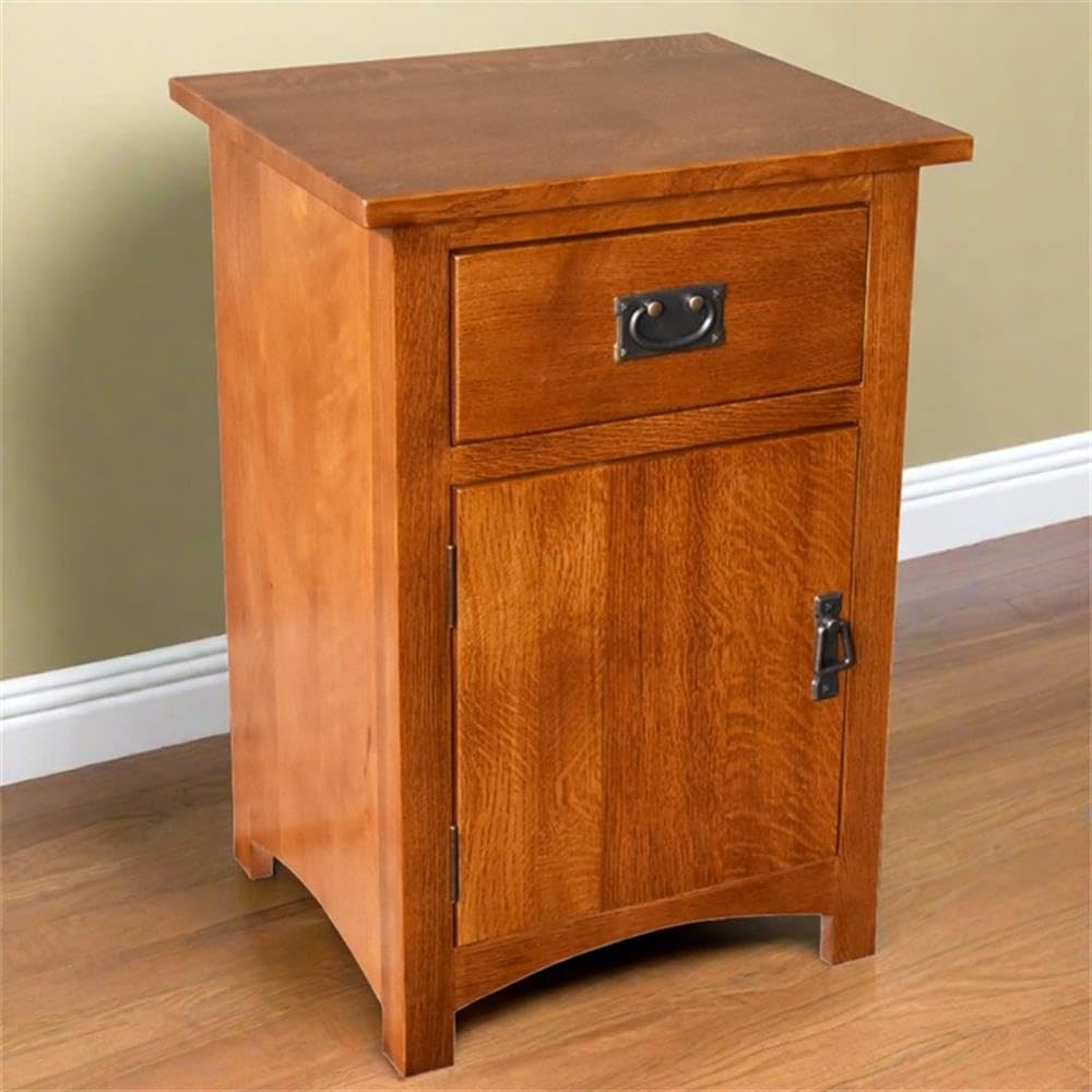 Solid Wood Nightstand with 1 Door and Drawer R8843