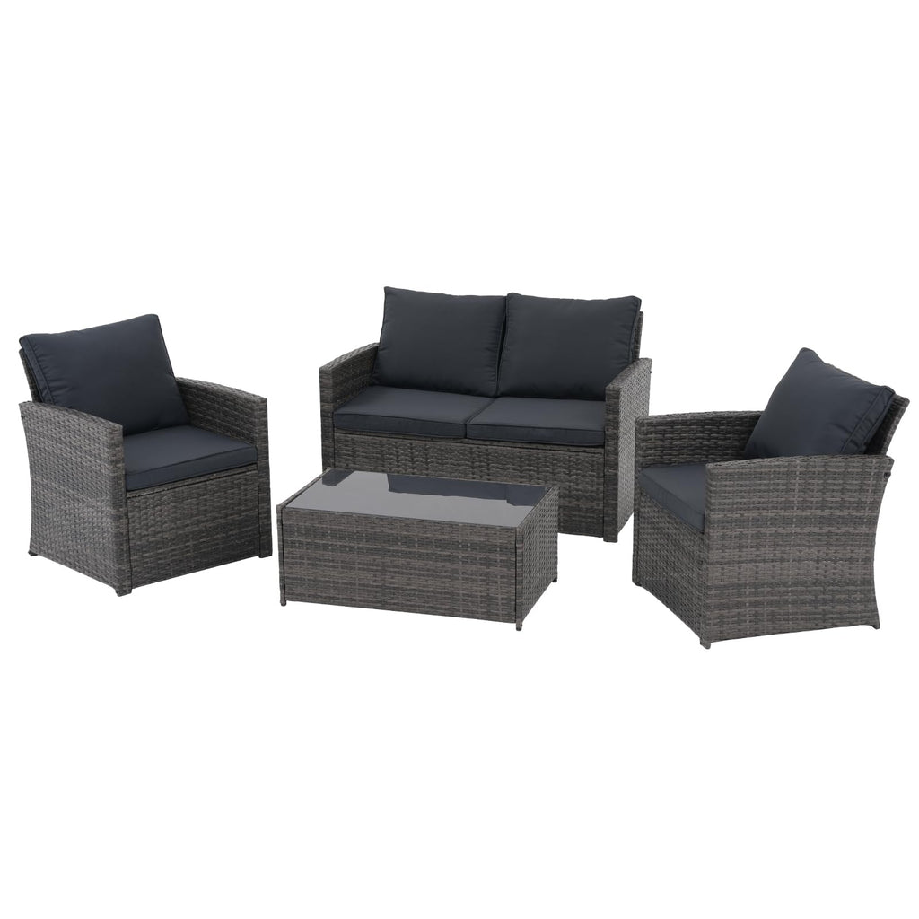 4 Piece Dark Gray Wicker Patio Furniture Set F2521