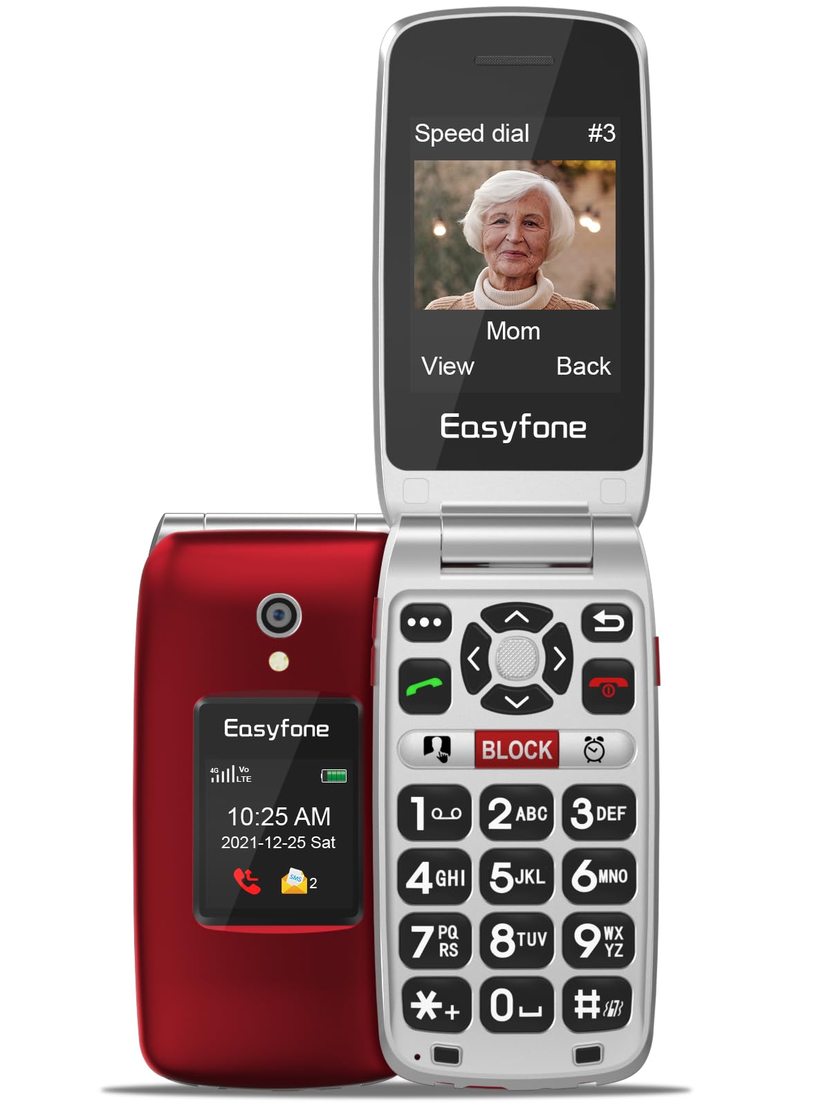 Unlocked 4G Big Button Flip Cell Phone with SOS Button & Charging Dock U4645