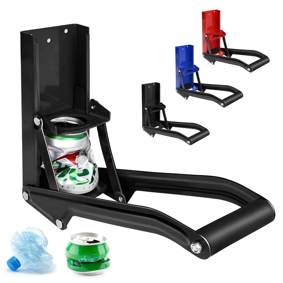 16 oz Black Wall-Mounted Aluminum Can Crusher S552