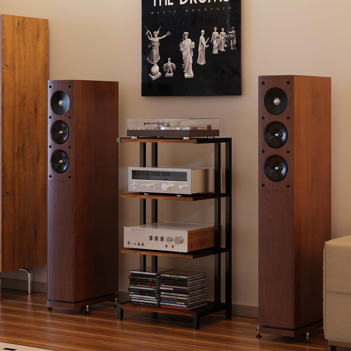 4-Tier Wooden AV Media Stand D217489