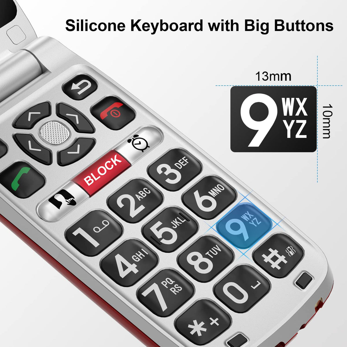 Unlocked 4G Big Button Flip Cell Phone with SOS Button & Charging Dock U4645