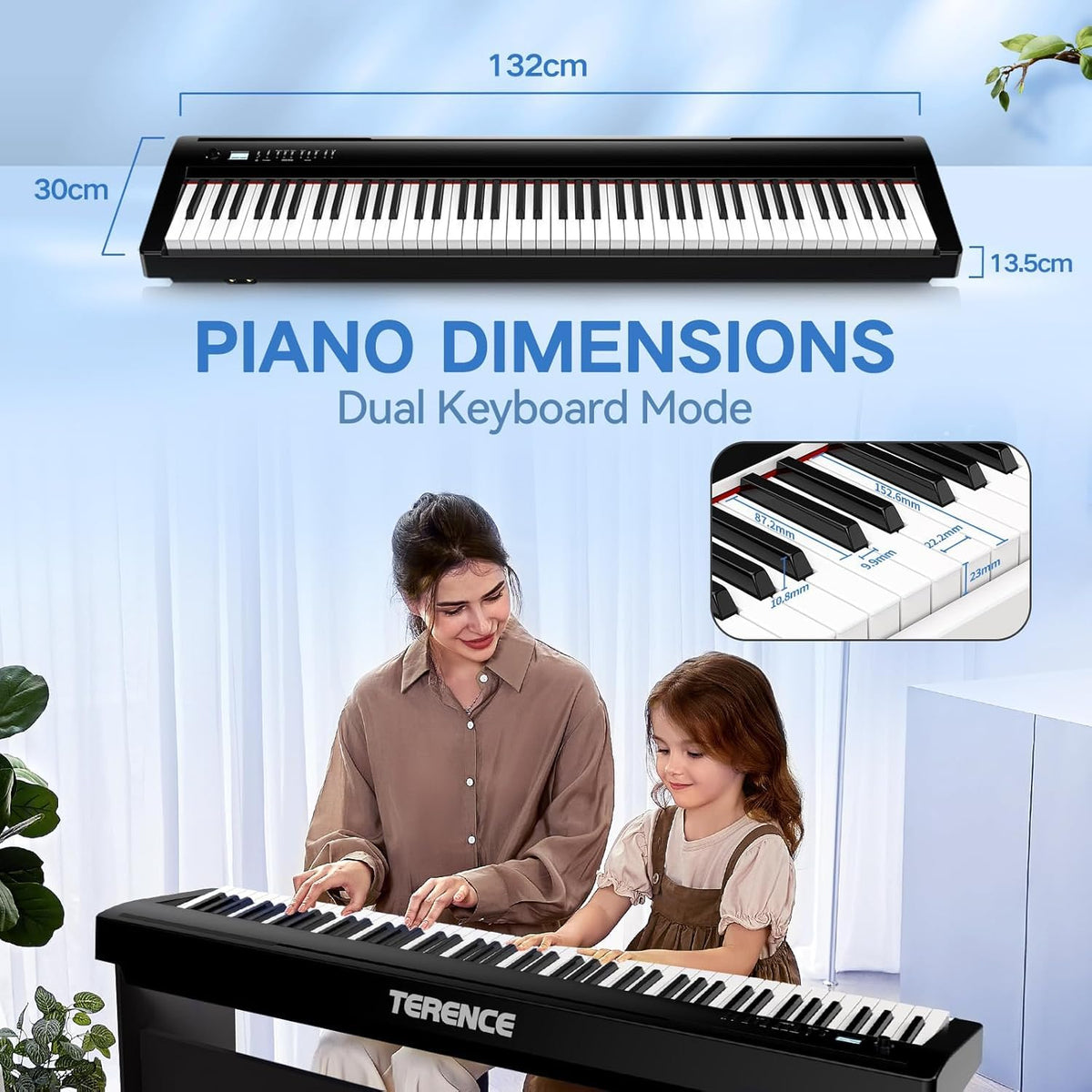 88 Key Weighted Digital Piano Keyboard with Bluetooth MIDI E8749