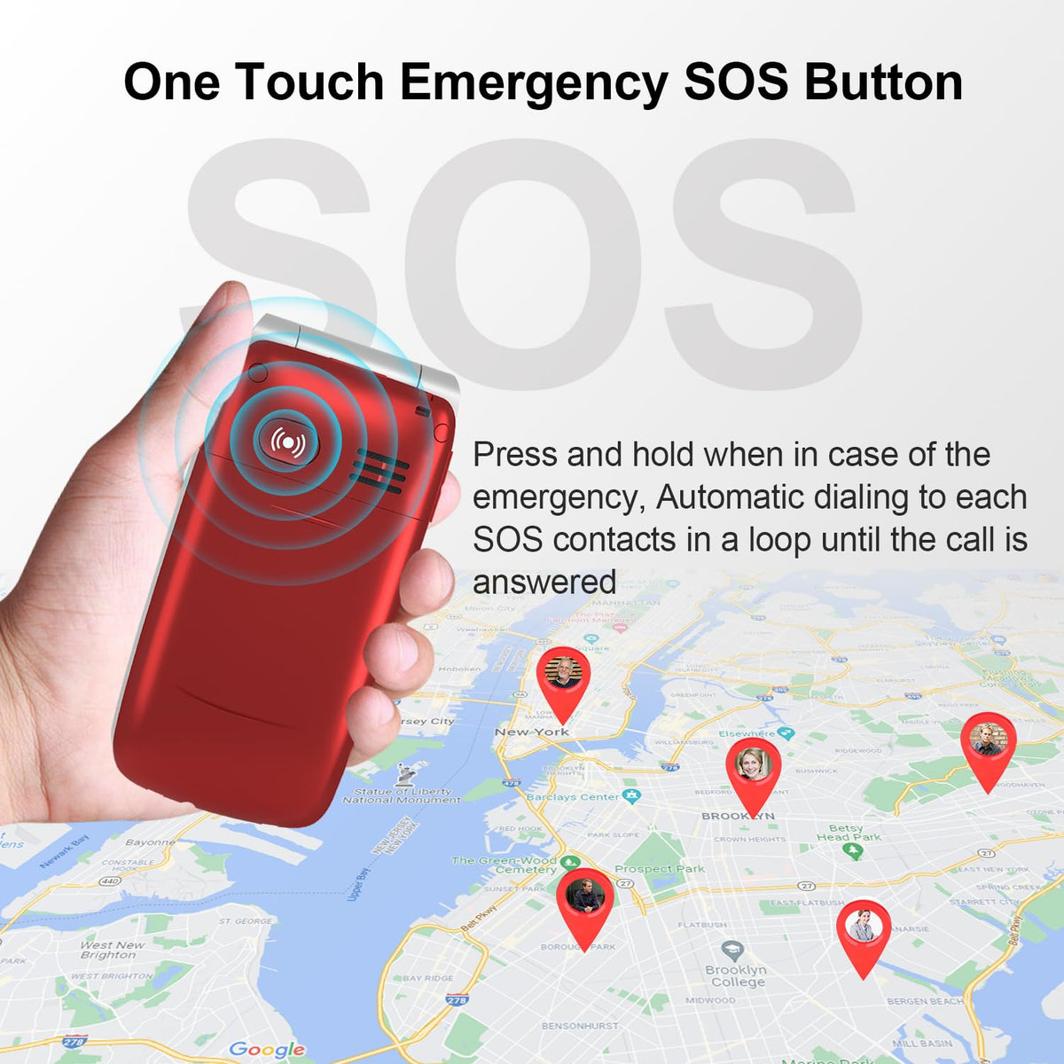 Unlocked 4G Big Button Flip Cell Phone with SOS Button & Charging Dock U4645