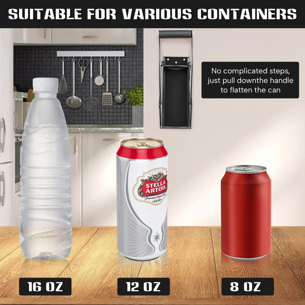16 oz Black Wall-Mounted Aluminum Can Crusher S552