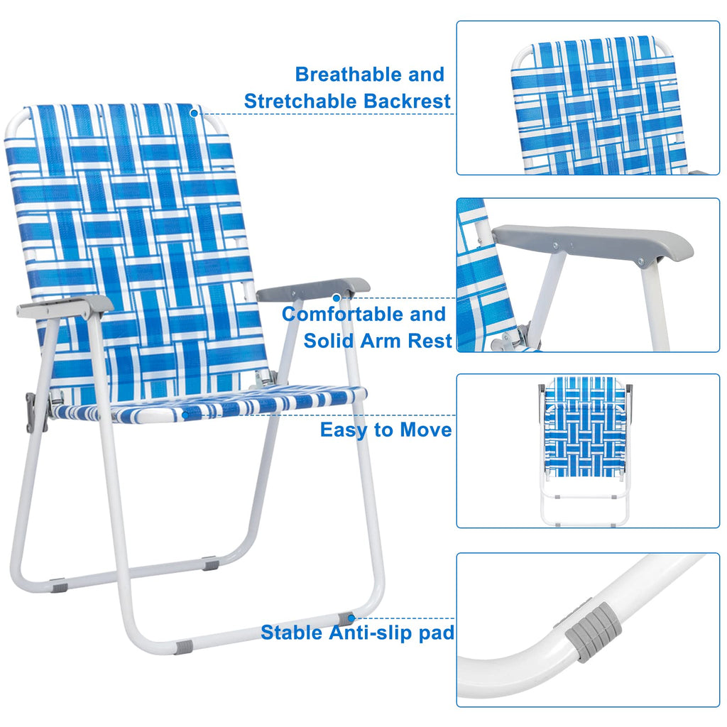 Set of 2 Blue Webbed Folding Patio Chair N326691
