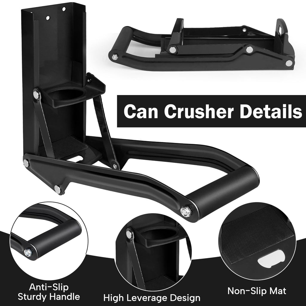 16 oz Black Wall-Mounted Aluminum Can Crusher S552