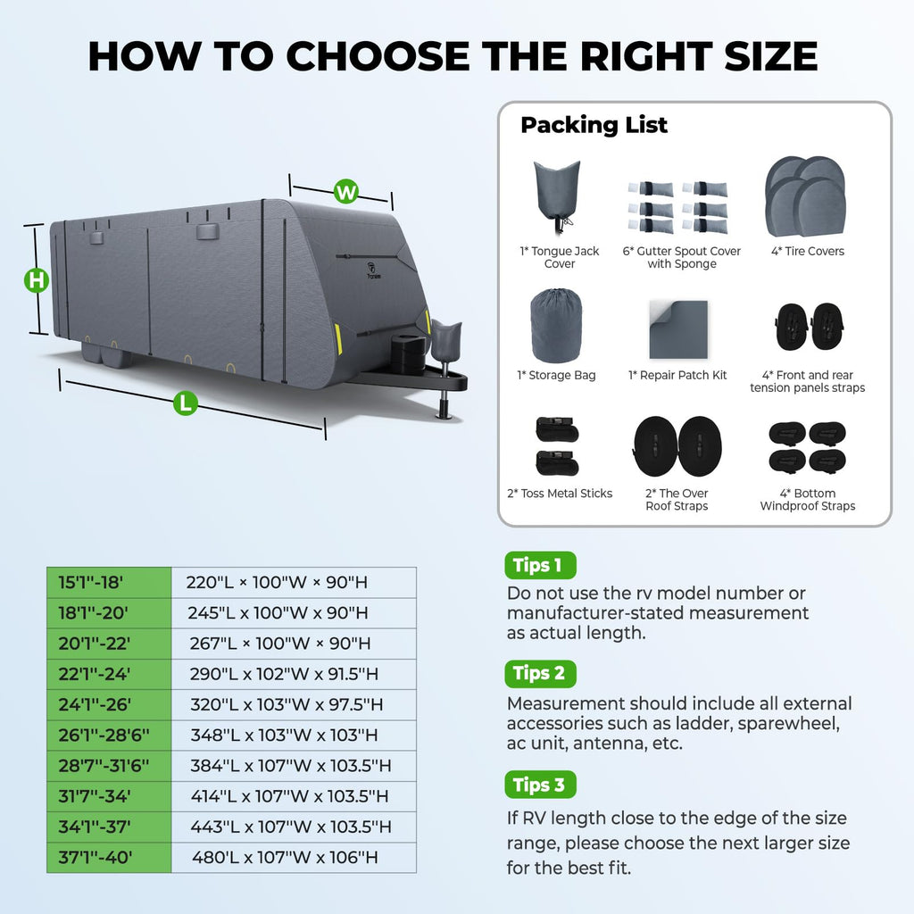 20-22FT Heavy Duty 9 Layers Travel Trailer Cover J49464