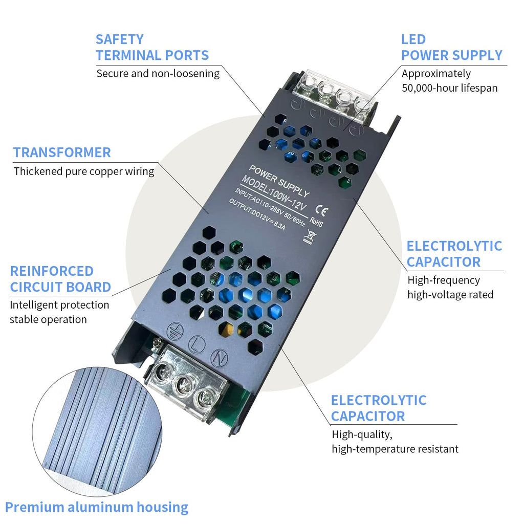 200W Ultra Slim 12v LED Driver Power Supply Y184742
