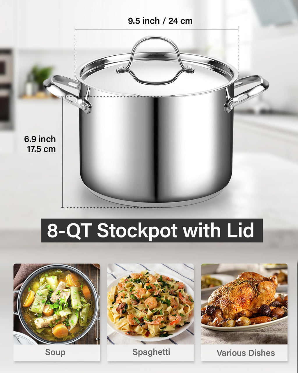 8 Quart Stainless Steel Stock Pot W8500