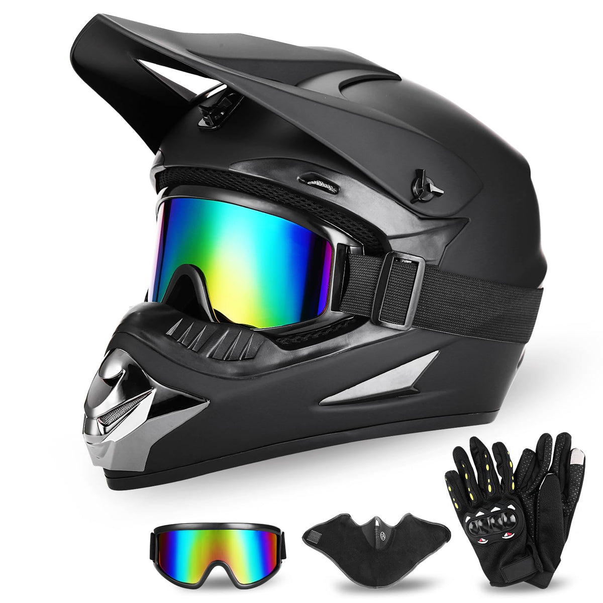 DOT Certified Full Face Dirt Bike Helmet Kit with Goggles, Gloves & Mask Q544400