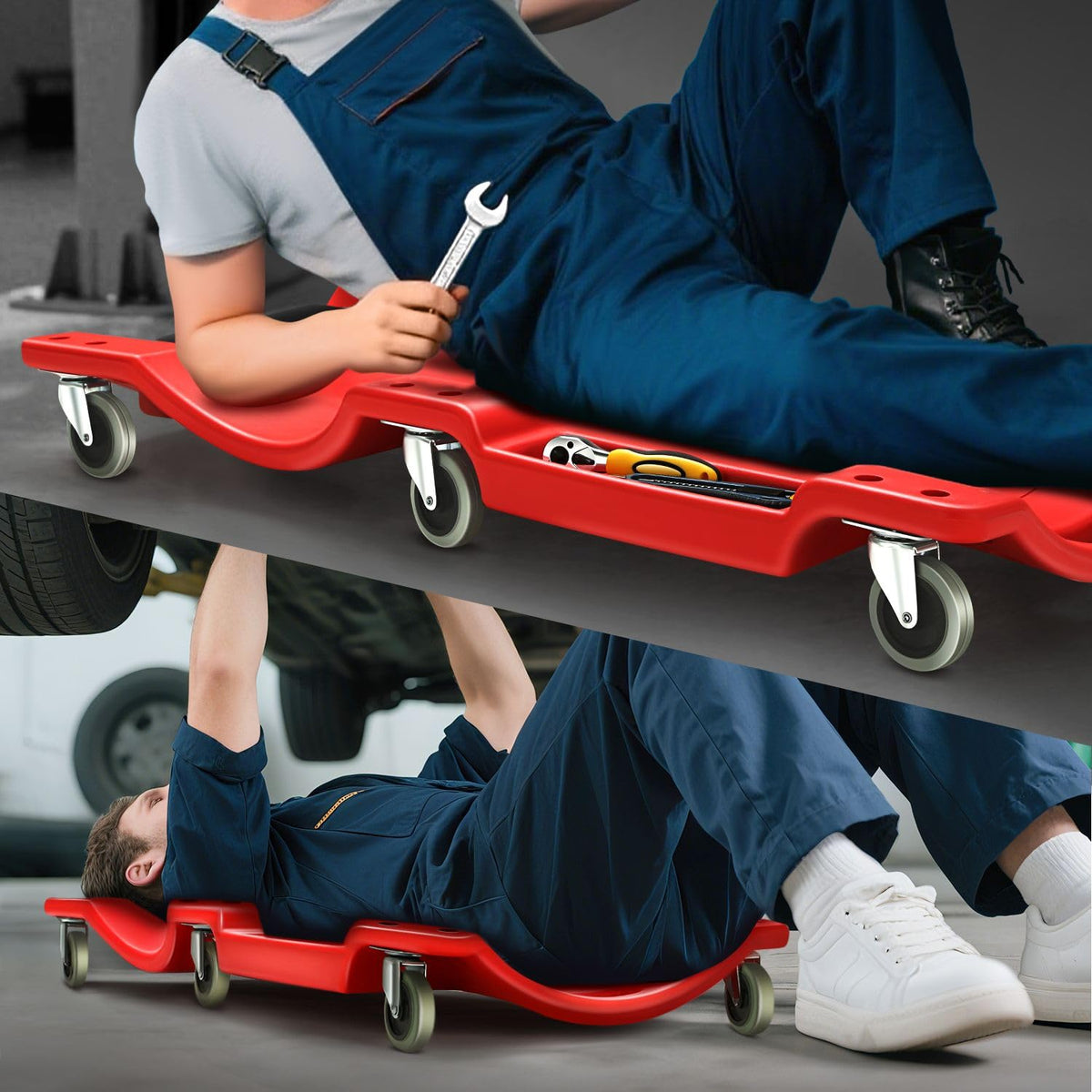 40 Inch Low Profile Rolling Creeper with Padded Headrest J694