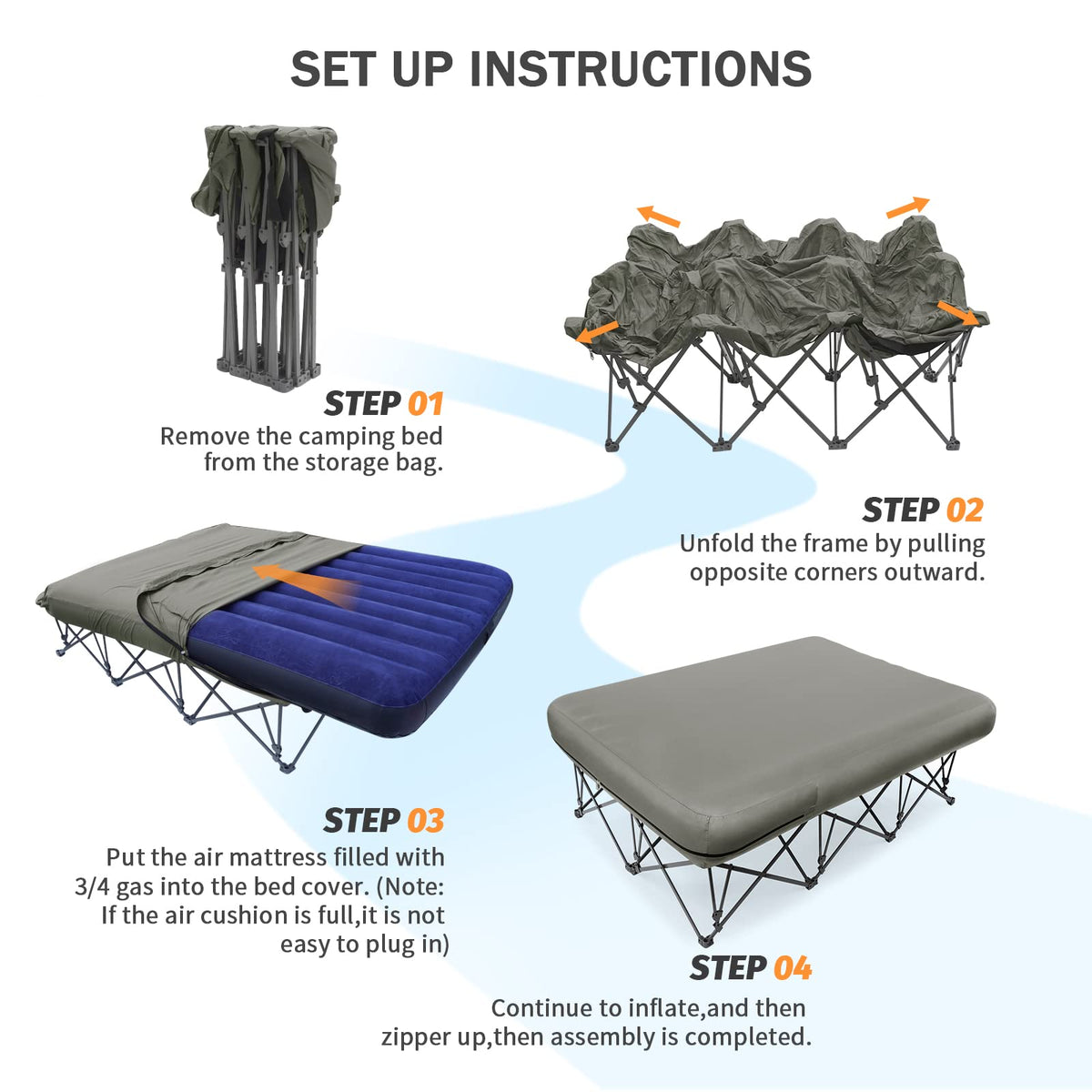Camping Cot with Air Mattress J5112