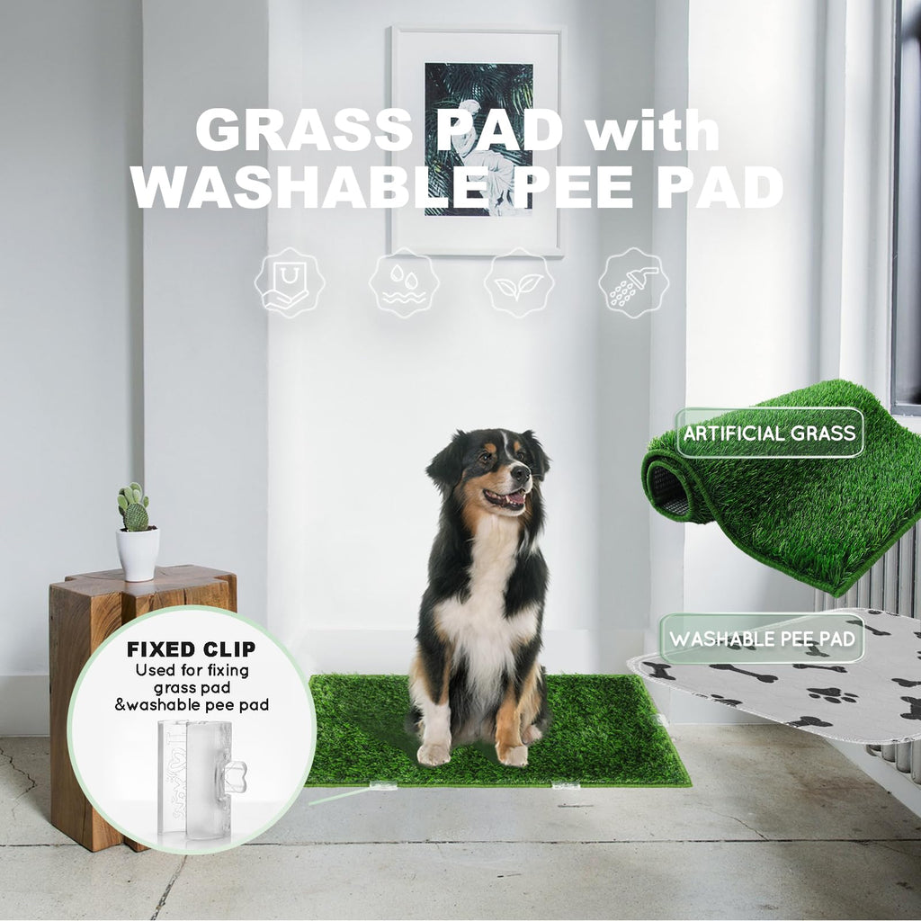 Extra Large Ultra-Absorbent Artificial Grass Pads with Washable Pee Pads 2 Sets C199098
