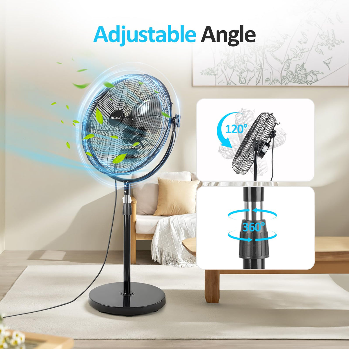 20 Inch Heavy Duty High Velocity Metal Stand Pedestal Fan N34579
