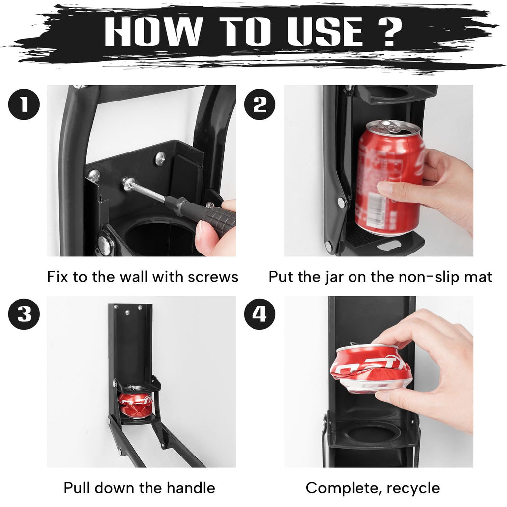 16 oz Black Wall-Mounted Aluminum Can Crusher S552