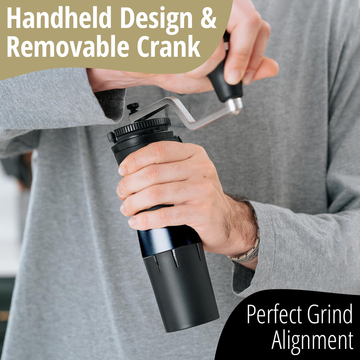 Manual Hand Burr Coffee Grinder with Hardened Steel Conical Burrs Y715