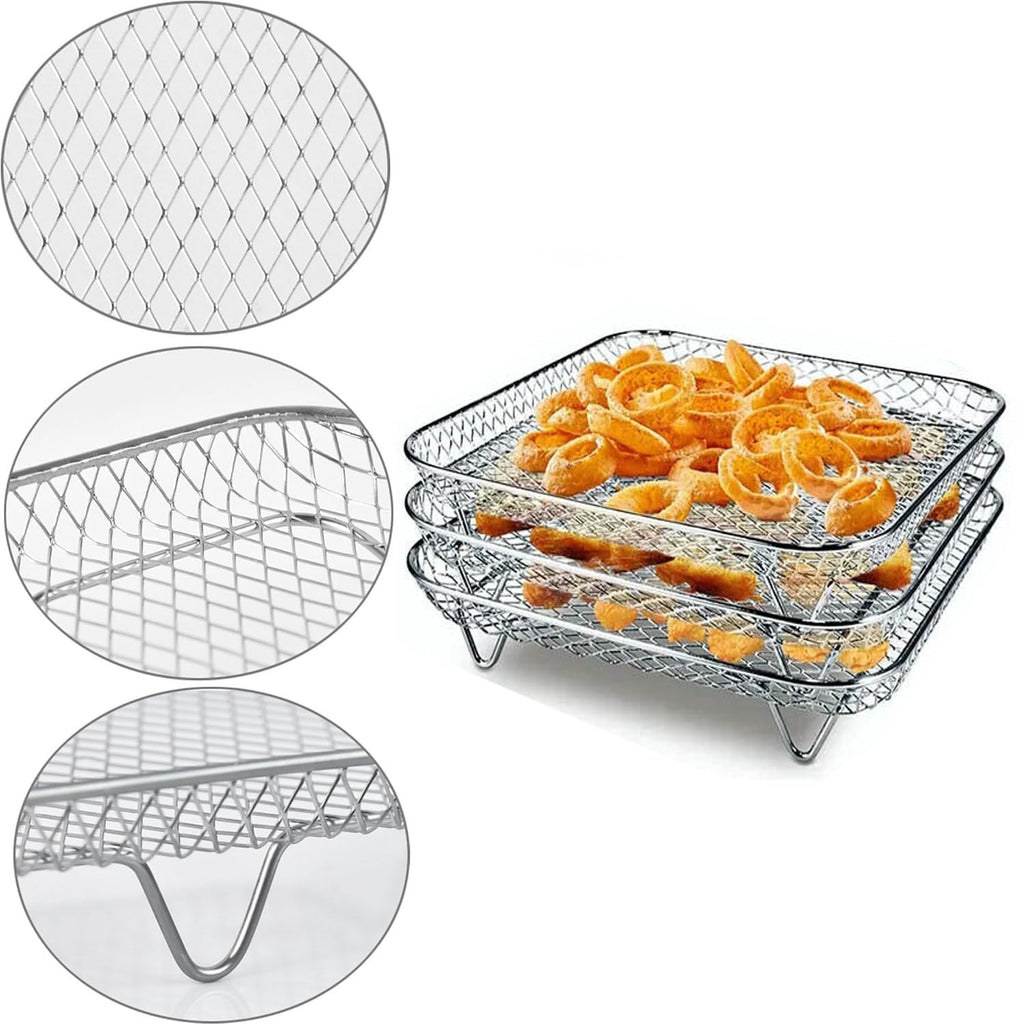7 Inch Stackable Stainless Steel Air Fryer Rack, 3 Pcs P8733