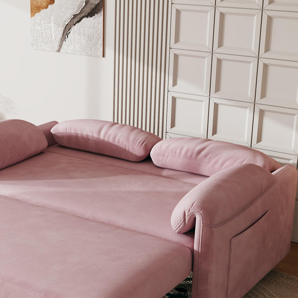 Pink Velvet 3 in 1 Convertible Sofa Bed N88507