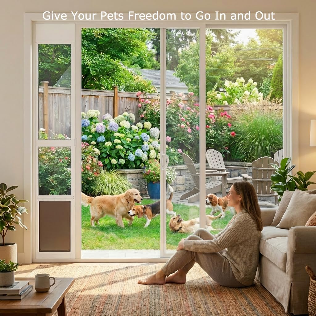 Adjustable Height Aluminum Frame Sliding Glass Door Dog Door H41154