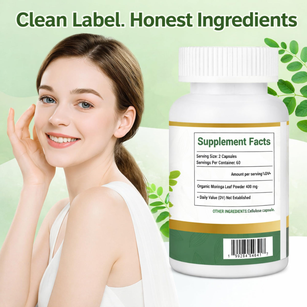 Organic Moringa Capsules 800mg 120 Count V4141