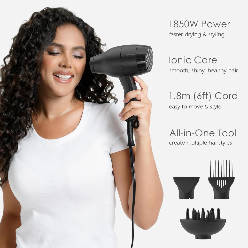 1875W Ionic Blow Dryer with Diffuser and Comb Attachment N58617