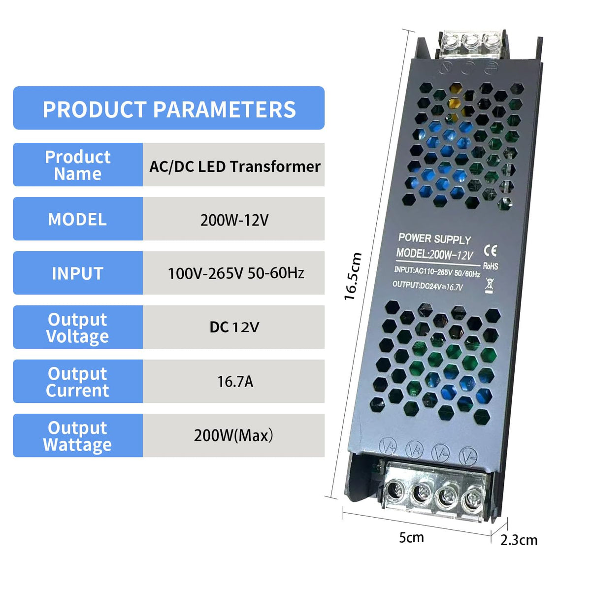 200W Ultra Slim 12v LED Driver Power Supply Y184742
