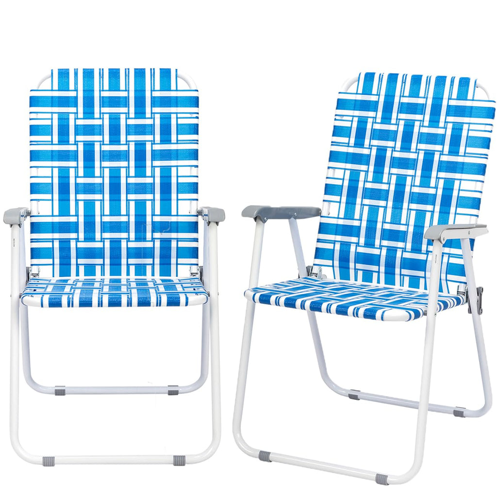 Set of 2 Blue Webbed Folding Patio Chair N326691