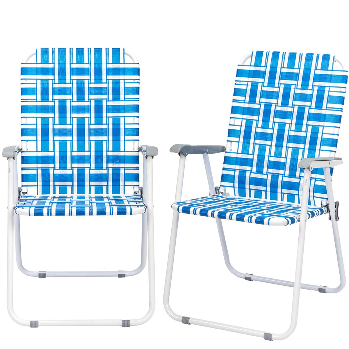 Set of 2 Blue Webbed Folding Patio Chair N326691