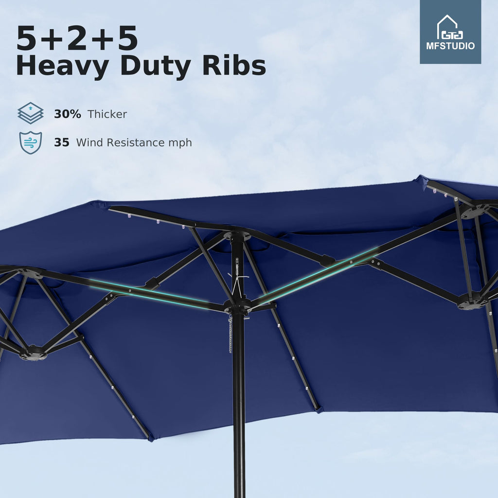Navy Blue Double-Sided 15ft Patio Umbrella X53360