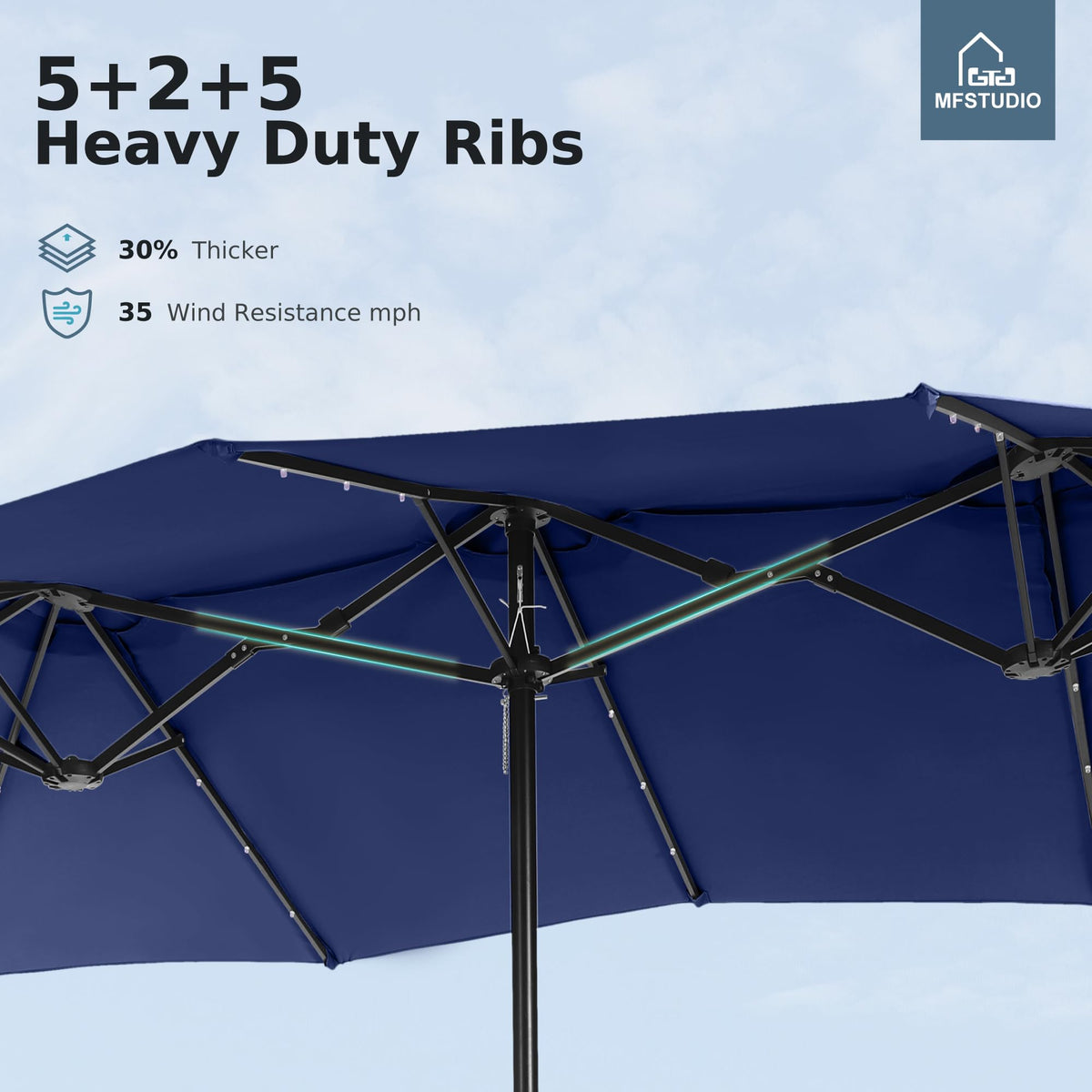 Navy Blue Double-Sided 15ft Patio Umbrella X53360