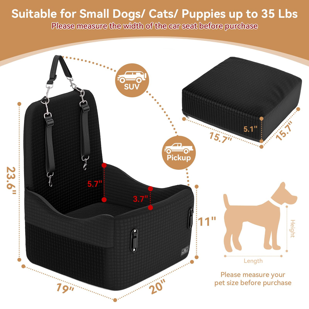 Dog Car Seat with Elevated Cushion Q141137