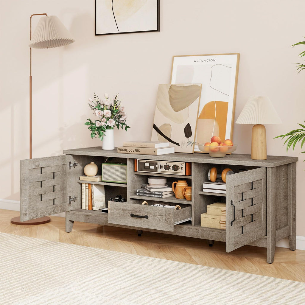 Farmhouse 59" Wood TV Stand with Storage Drawer G386