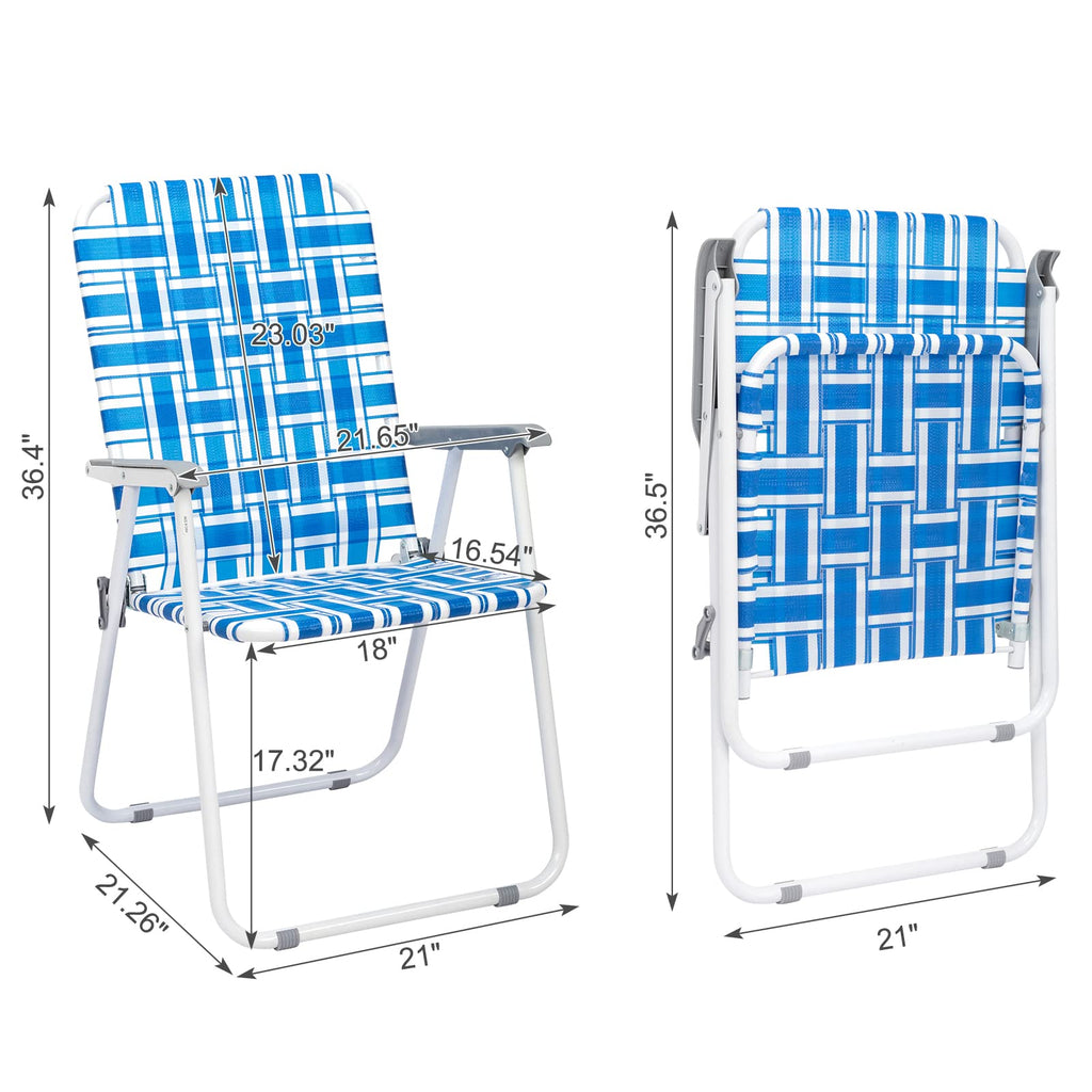 Set of 2 Blue Webbed Folding Patio Chair N326691