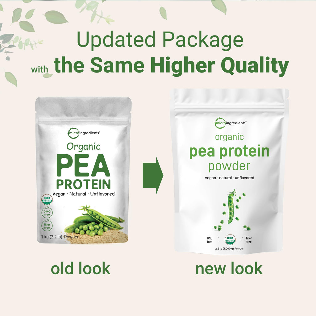 Organic Pea Protein Powder, 1KG (2.2 Pounds), Plant-Based Vegan Q85719