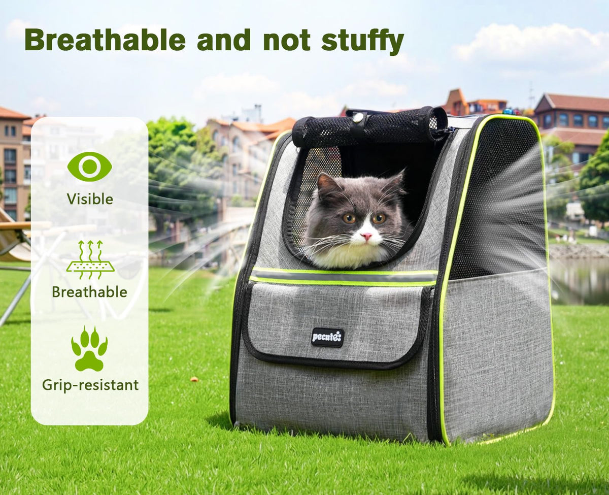 Expandable Cat Backpack Carrier with Ventilated Mesh, Grey M14574