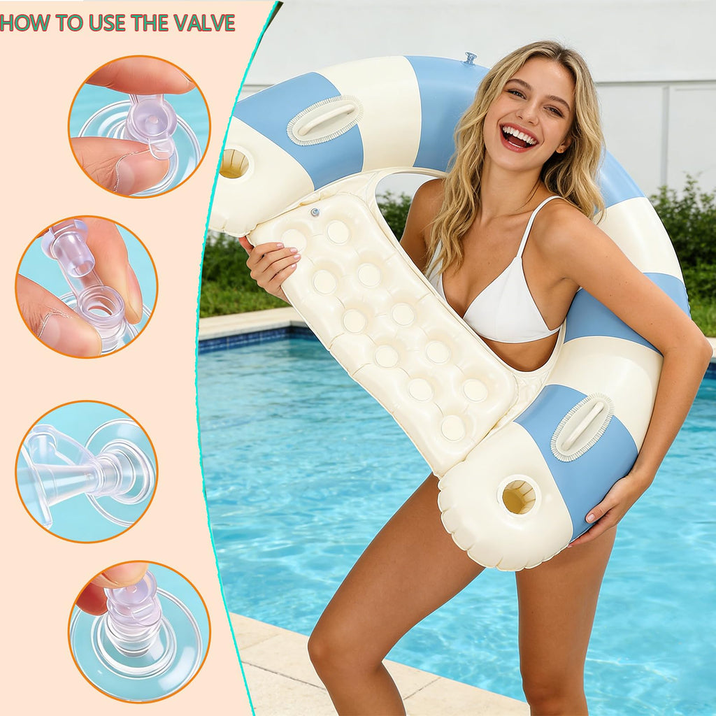 2 Pack Inflatable Pool Chairs with Cup Holders M937065