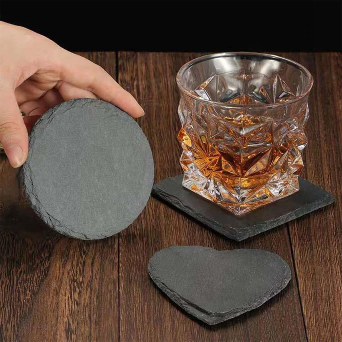 12pcs Natural Stone Coasters with Non Slip Bottom K77624