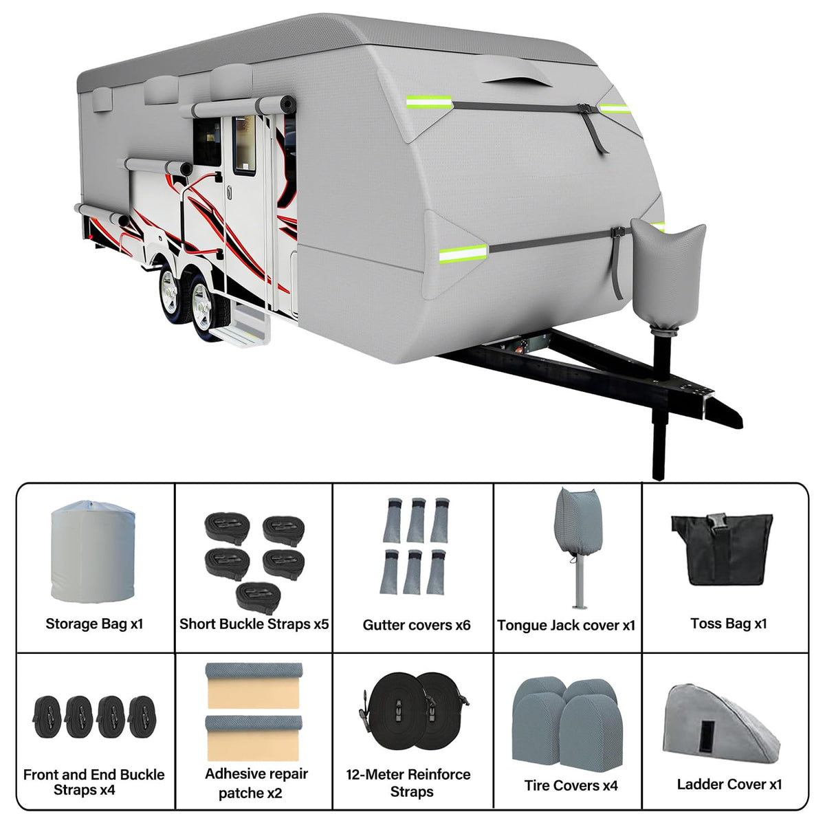 8 Layers Waterproof Travel Trailer RV Cover Y9692