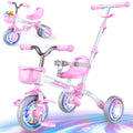 5 in 1 Pink Tricycle with Push Handle U9244