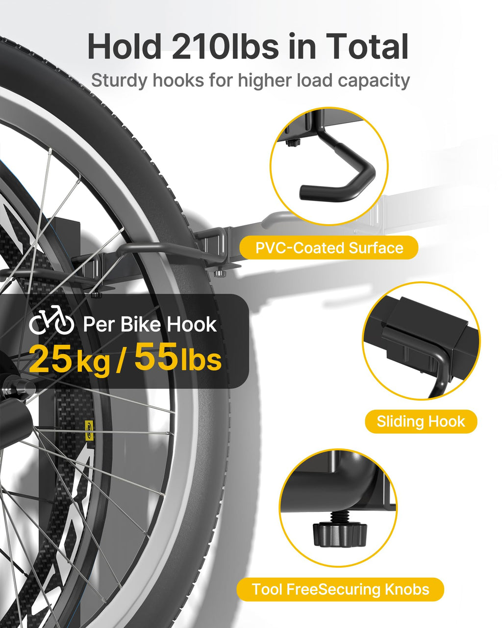 Freestanding Bike Storage Rack with Wheels for 3 Bikes F881