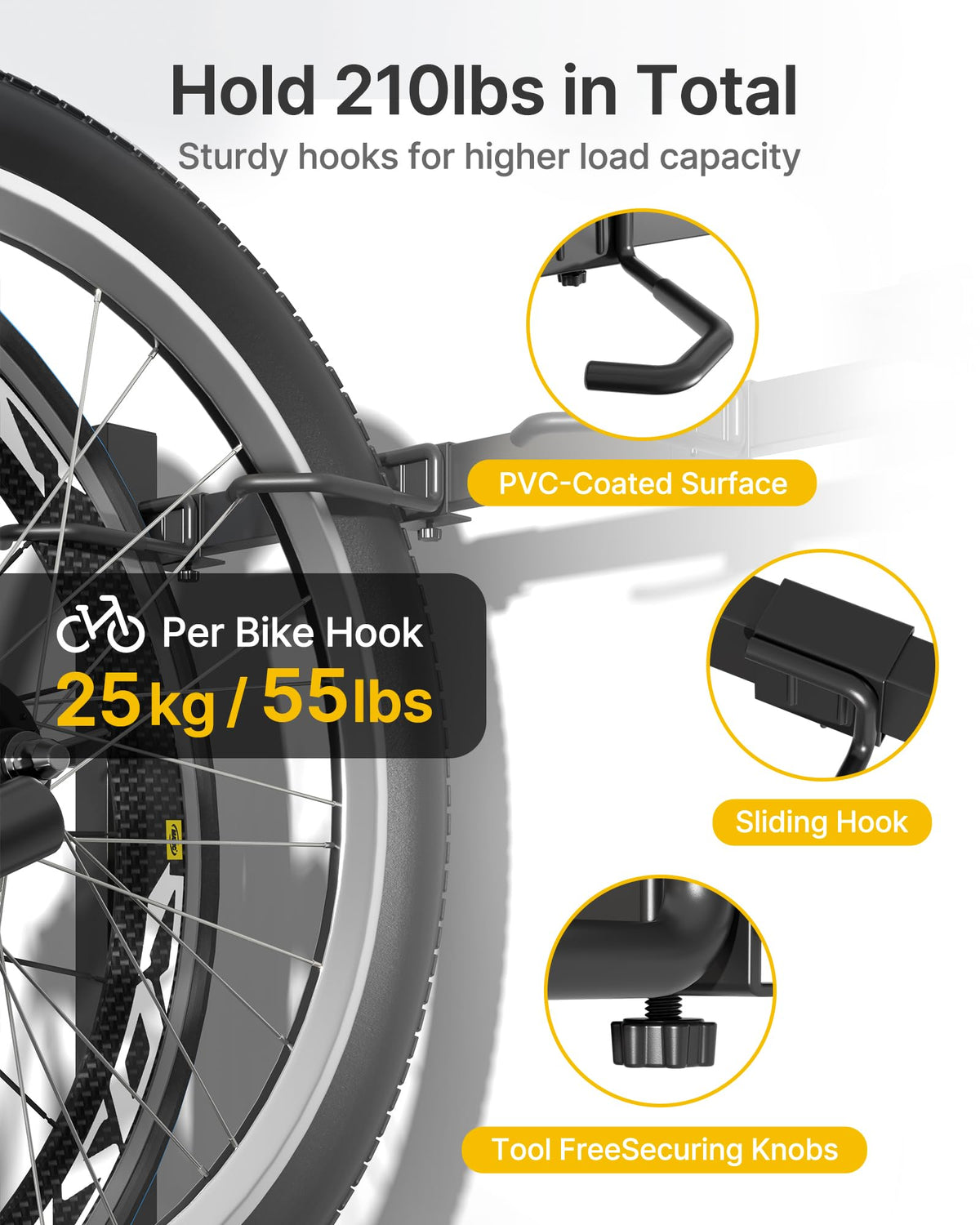 Freestanding Bike Storage Rack with Wheels for 3 Bikes F881