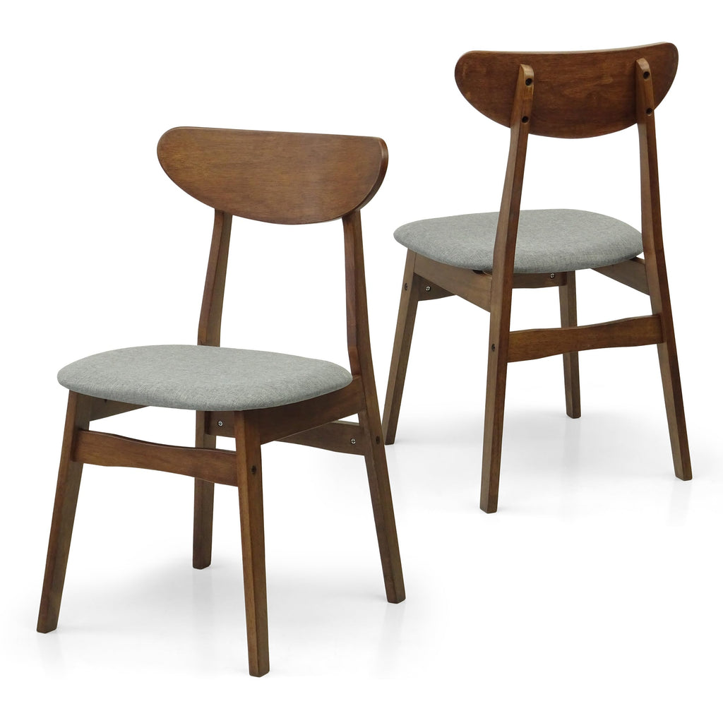 Set of 3 Square Dining Table and 2 Side Chairs Solid Wood Padded Seat Medium Brown W599
