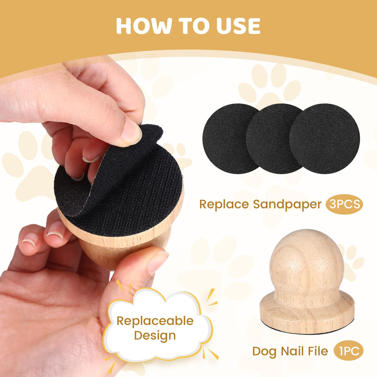 Dog Nail File with 3 Pcs Replaceable Sandpaper O8807