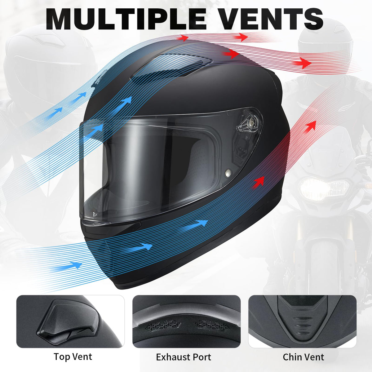 Full Face Motorcycle Helmet DOT Approved X968359