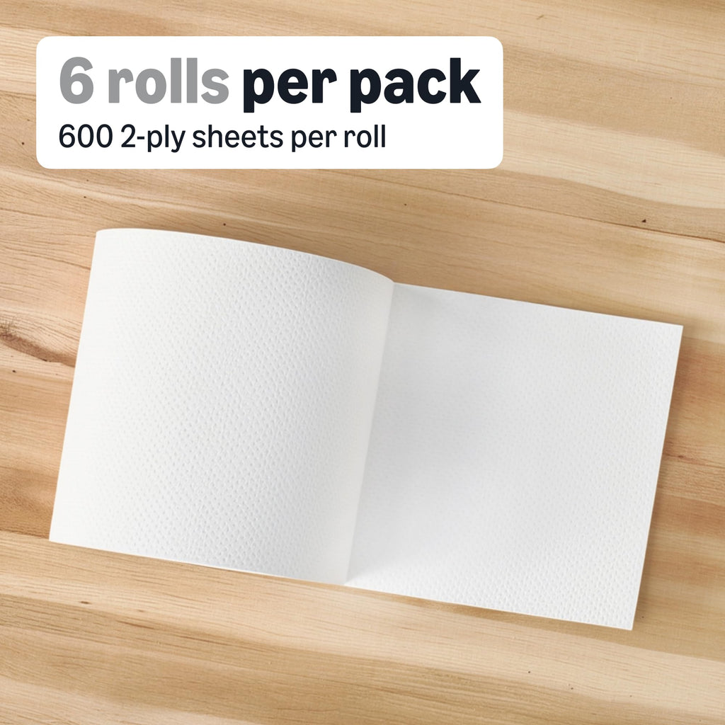 2-Ply White Paper Towels, 6 Rolls O36441
