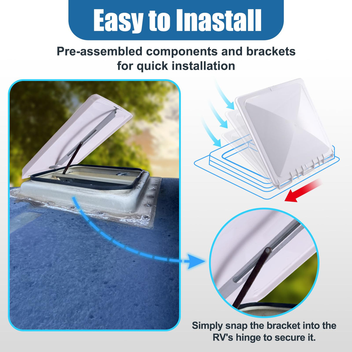 White 13 x13 inch RV Roof Vent Cover Replacement X656474