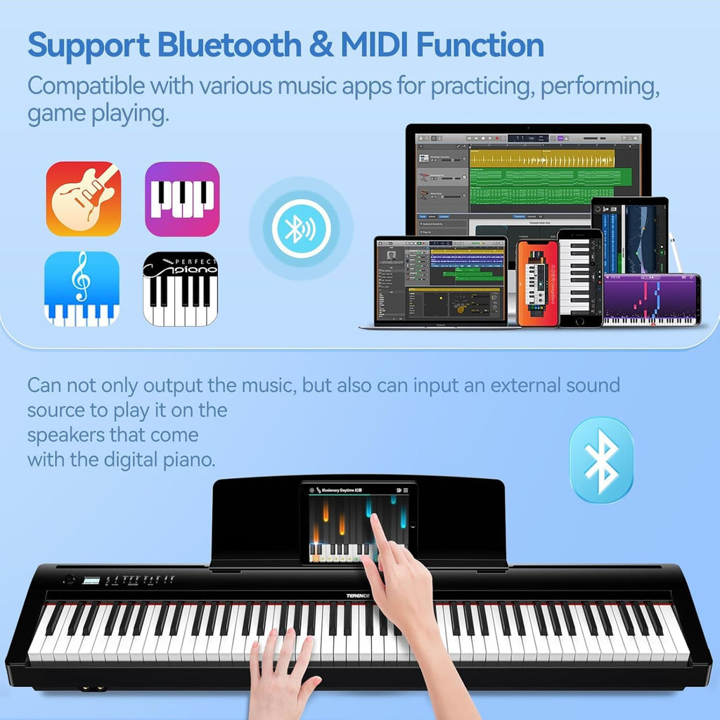88 Key Weighted Digital Piano Keyboard with Bluetooth MIDI E8749